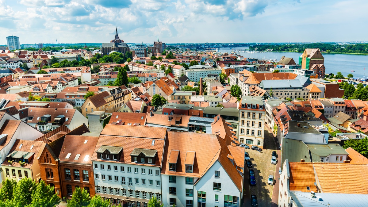 Een iconisch uitzicht op Rostock