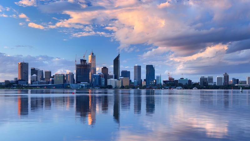An iconic view of Perth (Barrack Street), Australia