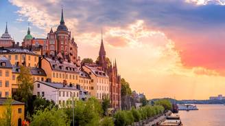 Una vista icónica de Estocolmo, Suecia