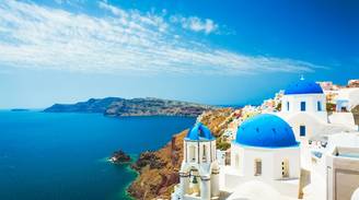 An iconic view of Santorini (Thira), Greece