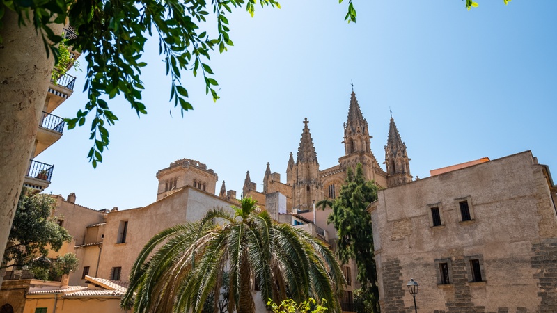 An iconic view of Palma de Mallorca, Spain