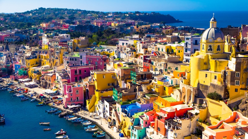 An iconic view of Procida, Italy