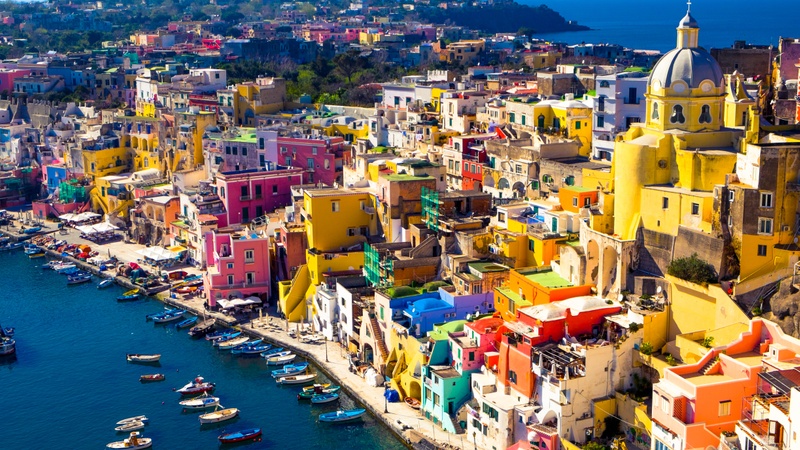 An iconic view of Procida, Italy