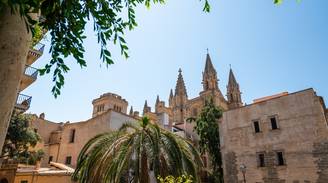 An iconic view of Palma de Mallorca, Spain