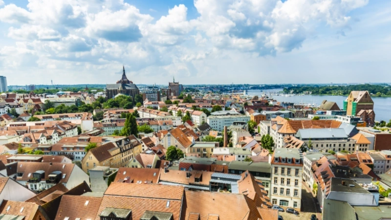 Een iconisch uitzicht van Rostock