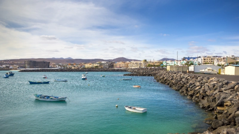 Een iconisch uitzicht van Puerto del Rosario, Spanje